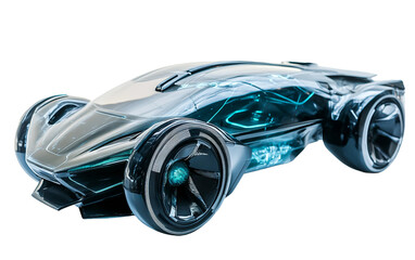A futuristic concept car featuring transparent panels for a cutting-edge visual design Isolated on transparent background PNG