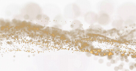 Golden glitter, light particles wave on transparent background. PNG