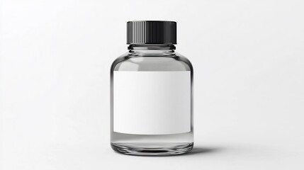 Minimalist cosmetic bottle mockup featuring blank label on a stylish glass container