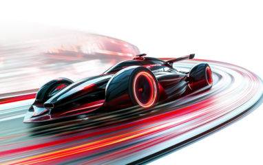 An innovative futuristic racing vehicle featuring a streamlined and low-profile design Isolated on transparent background PNG