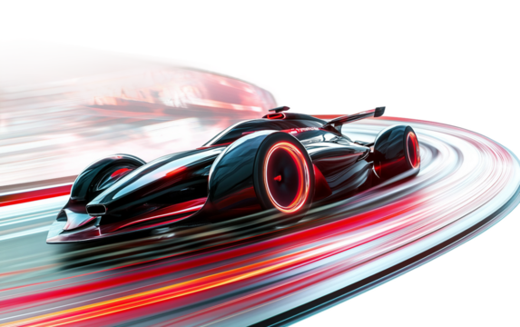 An innovative futuristic racing vehicle featuring a streamlined and low-profile design Isolated on transparent background PNG