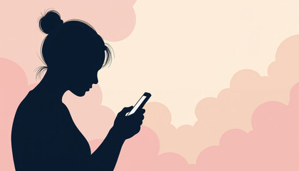 Smartphone addiction concept with silhouette of a person looking at a screen