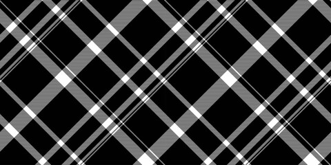 Pure fabric textile tartan, apparel vector background check. Warmth pattern seamless plaid texture in black and white colors.