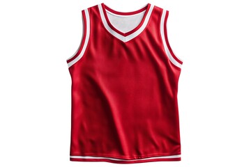 A classic red basketball jersey ready for the game, showcasing its vibrant color and clean design against a pure white background.