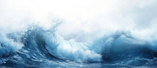 Ocean waves crashing, stormy sky, power, nature