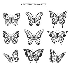 butterfly silhouette symbol icons vector design