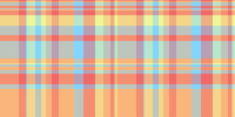 Towel texture seamless background, age textile tartan plaid. Retro vector pattern fabric check in red and orange colors.