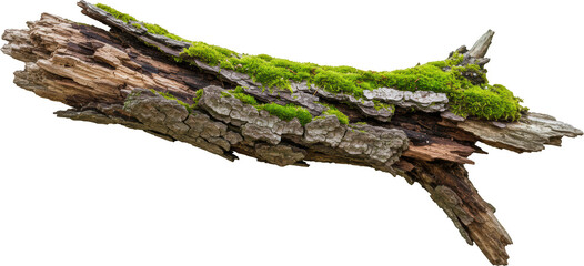Obraz premium Detailed close up of mossy tree branch isolated transparent background perfect for nature designs and textures