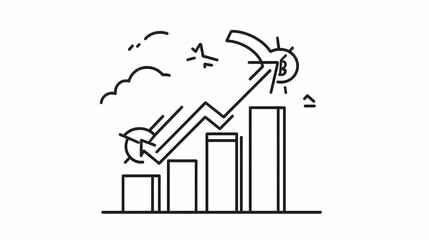 Bitcoin price surge, overcoming market crash;  upward trend graph, dark clouds background; financial investment illustration