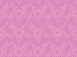 Pink Flowers. Seamless vector pattern. 