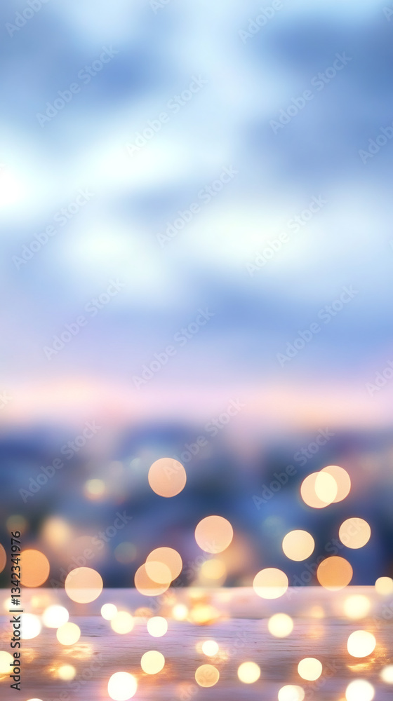 Leinwandbilder blurry city lights and a wooden surface with bokeh effect creating a festive and magical atmosphere
