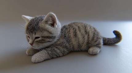 Adorable Kitten Sleeping Peacefully
