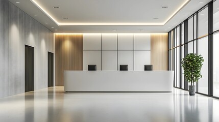 Obraz premium Elegant Office Lobby with Defocused Reception