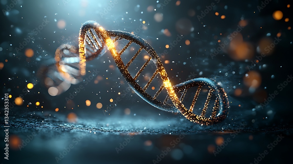 Poster dna helix in a dramatic, glowing setting