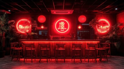 Red Neon Bar Interior
