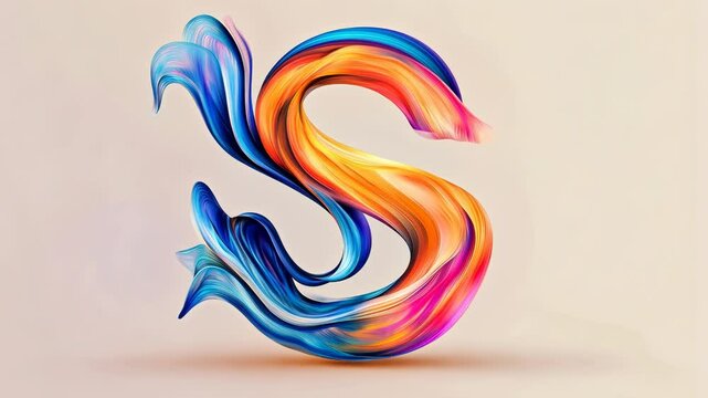 Abstract Colorful S-Shaped Swirl: A Vibrant Digital Art Piece