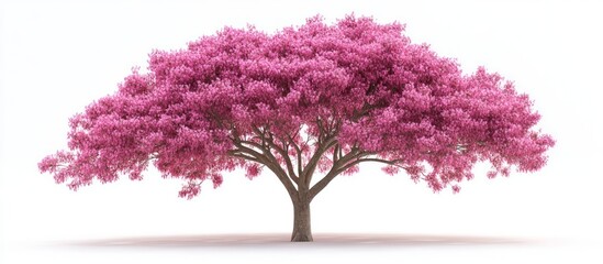 Pink blossom tree, isolated, spring, white background, design