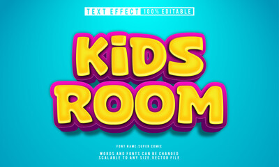 Editable Kids Room text effect template featuring playful typography and vibrant colors. Ideal for children's brand designs.