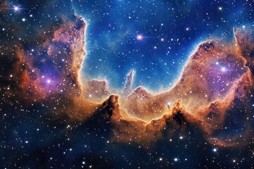 Obraz premium Cosmic nebula with vibrant hues, gas, and dust clouds