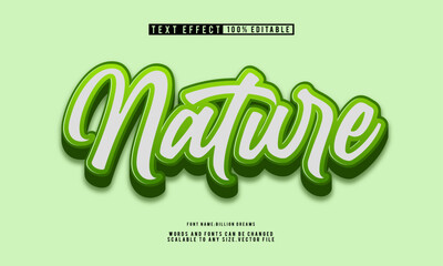 Editable 3D nature-themed text effect template with lush, green aesthetics. Ideal for eco-friendly designs and environmental campaigns.