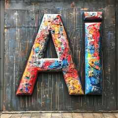 AI Vibrant Street Art: Colorful AI-Driven Graffiti Mural with Bold Colors and Modern Design