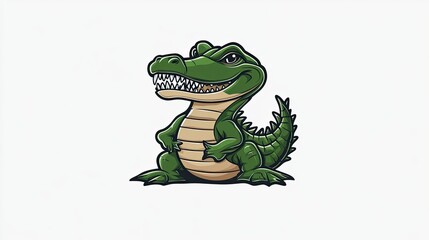 Obraz premium Cartoon crocodile posing, white background, illustration, kids book