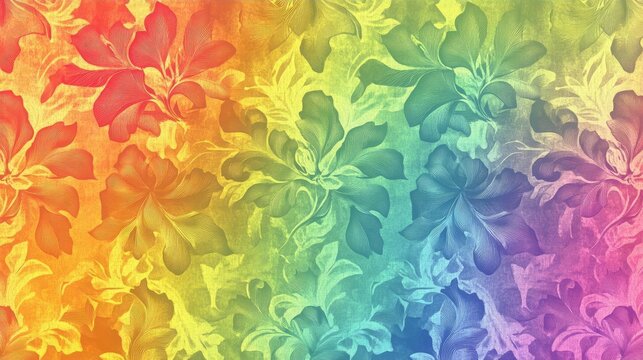 Vibrant Rainbow Floral Pattern Background Texture