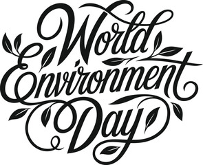 World Environment Day Calligraphy Vector Illustration