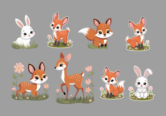 Cute Woodland Animal Stickers: Foxes, Rabbits Deer! Nature Decals for Laptops, Planners More!