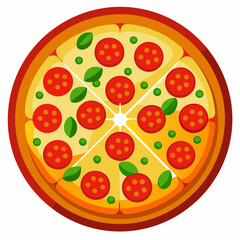 Whole Pizza on a White Background