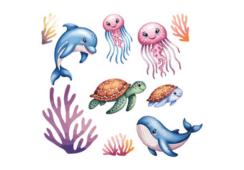 Cute Ocean Animal Stickers: Dolphins, Turtles More! Sea Life Decals for Laptops Planners!