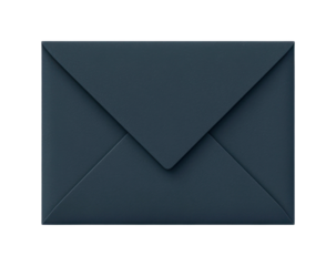 Closed dark blue envelope with defined flaps and neat edges, cut out