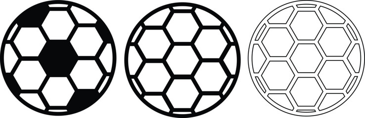 Minimalist Football Ball Silhouette Design in Flat and Outline