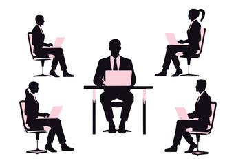 Business Team Collaboration Group of Professionals Working Together on Laptops