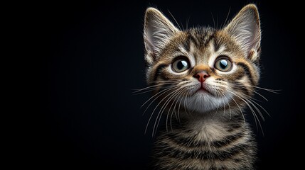 Adorable Tabby Kitten Closeup Studio Shot