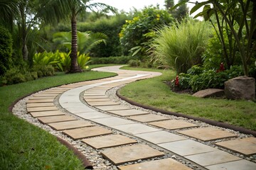 A Serene Pathway Winding Through Lush Greenery, Leading To a Vibrant Garden Filled With Colorful Flowers and Plants