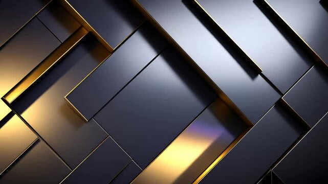 Geometric abstract background with dark and gold rectangles