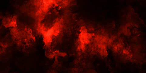Dark red powder explosion cloud on black background. Abstract red and black grunge texture smoke. smoke fog misty texture overlay on dark black. paranormal red mystic smoke, clouds for movie.