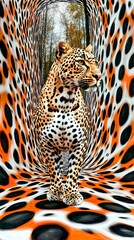 Jaguar with Leopard Skin Infinite Background, Abstract Image, Texture, Pattern Background, Wallpaper, Cover and Screen for Smartphone, PC, Laptop, 9:16 and 16:9 Format