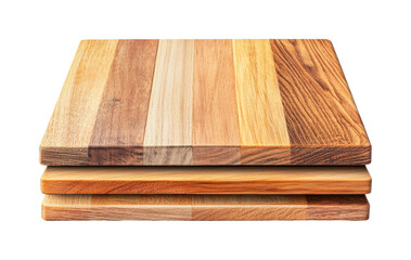 Stack of three wooden cutting boards with varied grain patterns, cut out