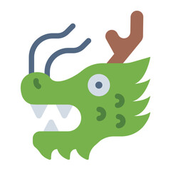 Dragon head flat icon symbolizing strength and power in Dragon Boat Festival