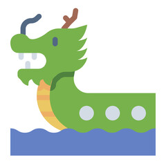 Dragon boat flat icon representing traditional races in Dragon Boat Festival