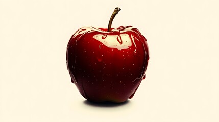 Obraz premium Glistening Red Apple with Dripping Glaze, Digital Art