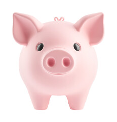 Fototapeta premium Cute pink piggy bank face with big eyes and snout, cut out