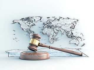 Global Justice: Gavel on World Map. (3)