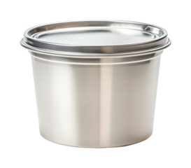 Stainless steel container with lid for kitchen storage solutions, cut out