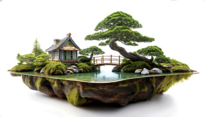 Fototapeta premium isla, bonsai, huerta, casa china, puente, acuático, aparcar, árbol, lago, charcas, naturaleza, paisaje