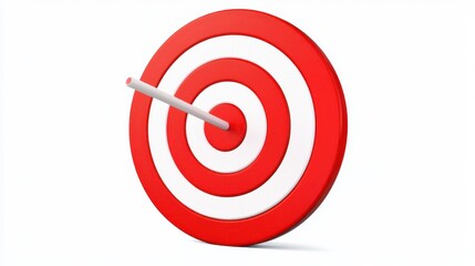 Red and white bullseye target isolated on a transparent background., representing precision, focus, and accuracy in achieving goals.