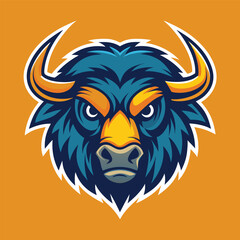 Fototapeta premium Striking Solid Colored Illustration Depicting a Mighty Bison in Dynamic Pose