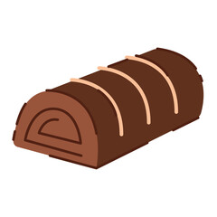 Chocolate roll candy with swirl topping design. Vector